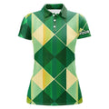 Custom Argyle Plaid Golf Shirt with Name for Her Women's Polo Shirts S-5XL