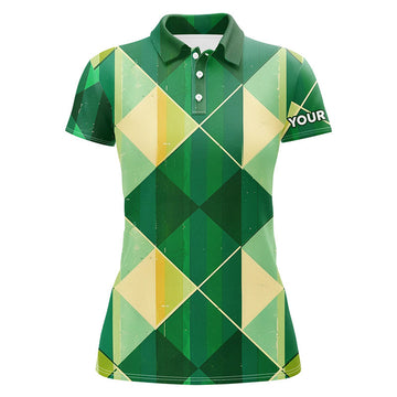 Custom Argyle Plaid Golf Shirt with Name for Her Women's Polo Shirts S-5XL
