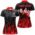 Custom Red Flame Black Camo Bowling Team Shirt Women's Polo Shirts S-5XL