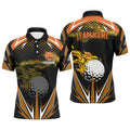 Custom Black Golf Polo Shirts Orange Fire Lightning Men's Polo Shirt S-5XL