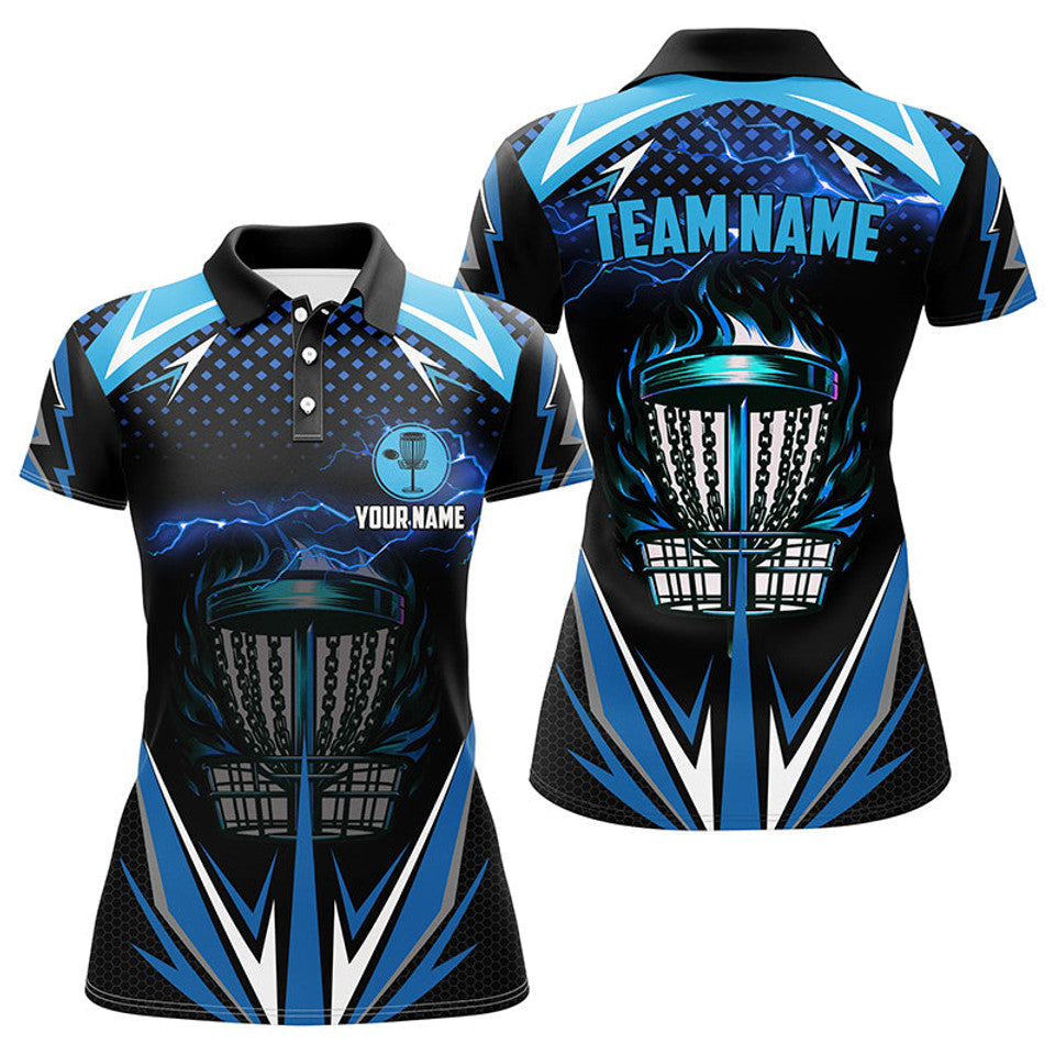 Custom Fire Lightning Disc Golf Team Shirt Unique Gift Women's Polo Shirts S-5XL
