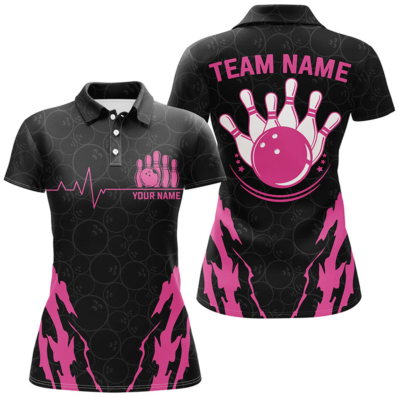 Custom Black Camo Bowling Polo for Cool Team Outfit Women's Polo Shirts S-5XL