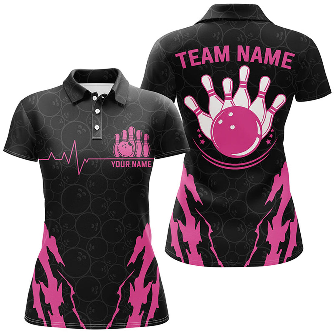 Custom Black Camo Bowling Polo for Cool Team Outfit Women's Polo Shirts S-5XL
