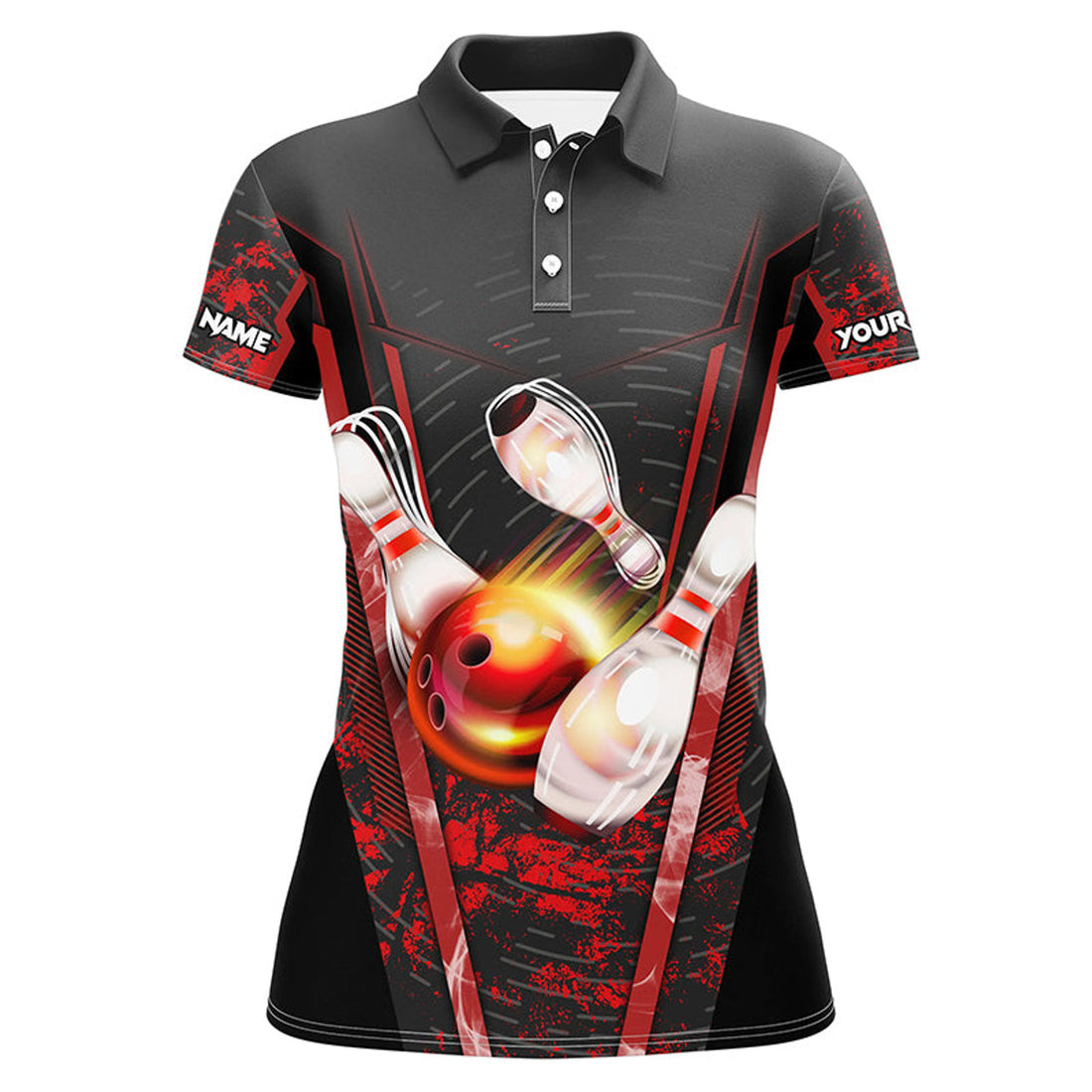 Custom Black Red Bowling Shirt Gift Team Apparel Women's Polo Shirts S-5XL