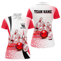 Custom Bowling Polo Shirt Ball Pins Team Gifts Red Womens Polo Shirts S-5XL