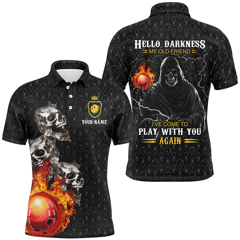 Custom Black Bowling Skull Darkness Old Friend Polo Shirt S-5XL Men's Polo Shirt