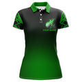 Custom Name Green Black Gradient Fire Golf Shirt for Women's Polo Shirts S-5XL