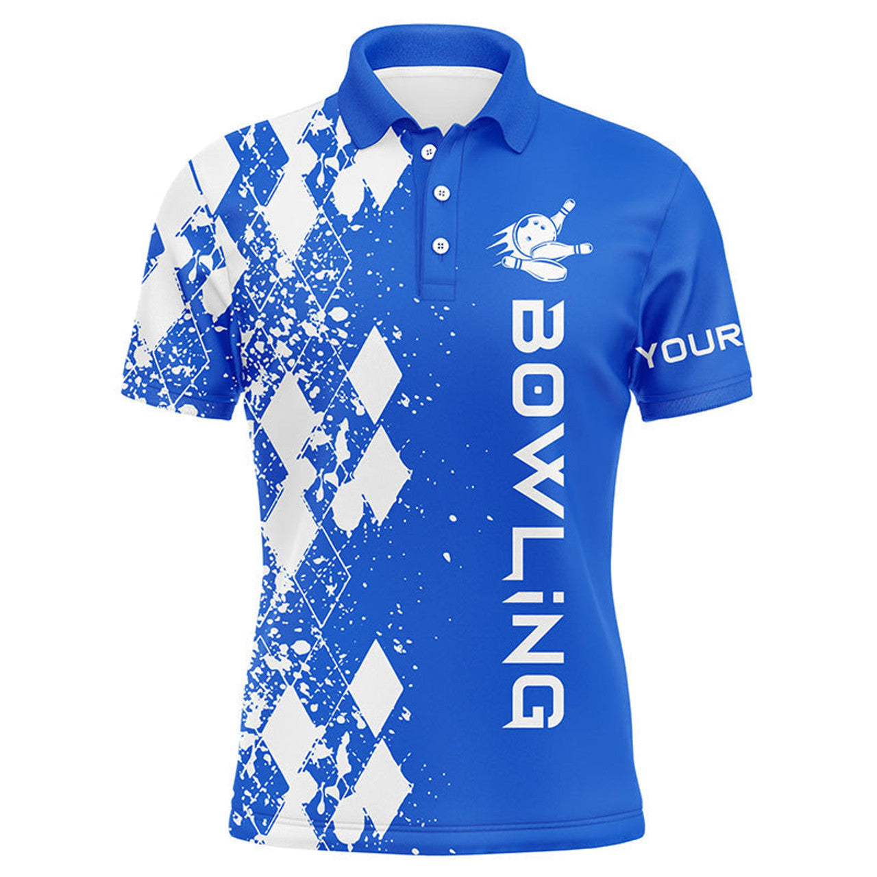 Custom Blue Bowling Shirt Personalized Gift for Bowlers Men's Polo Shirt S-5XL
