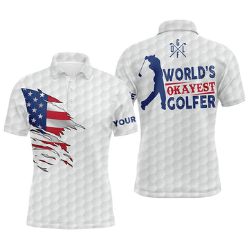 Custom Golf Shirt White American Flag Personalized Gift Men's Polo Shirt S-5XL