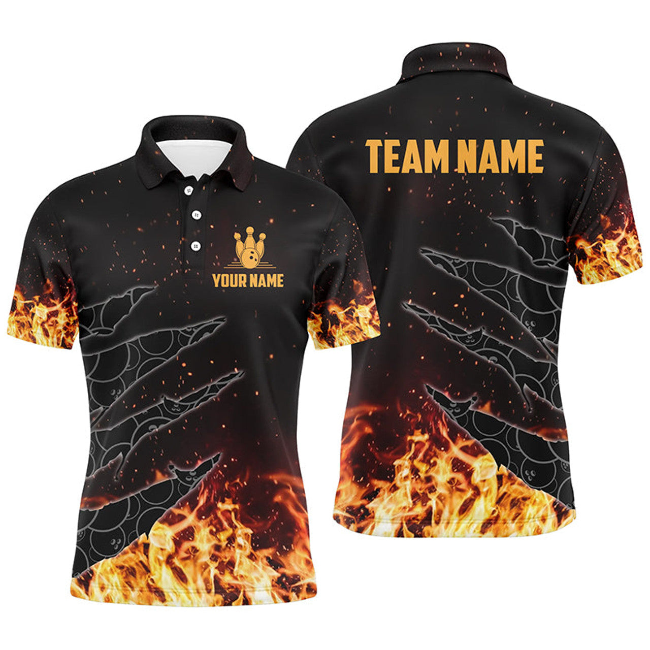 Custom Flame Camo Bowling Polo Shirt for Men Men's Polo Shirt S-5XL
