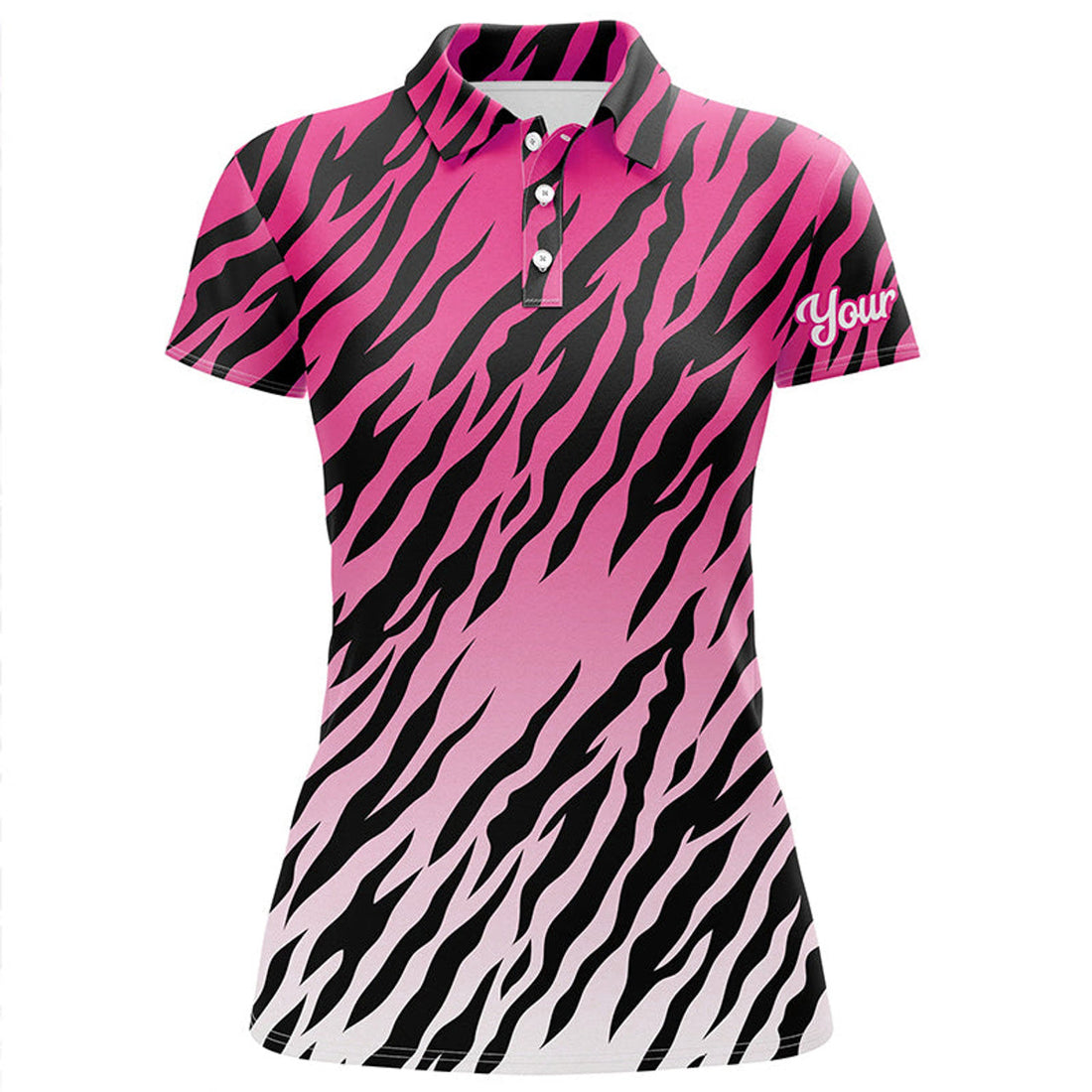 Custom Pink Tiger Stripes Golf Shirt Gift for Her Women's Polo Shirts S-5XL