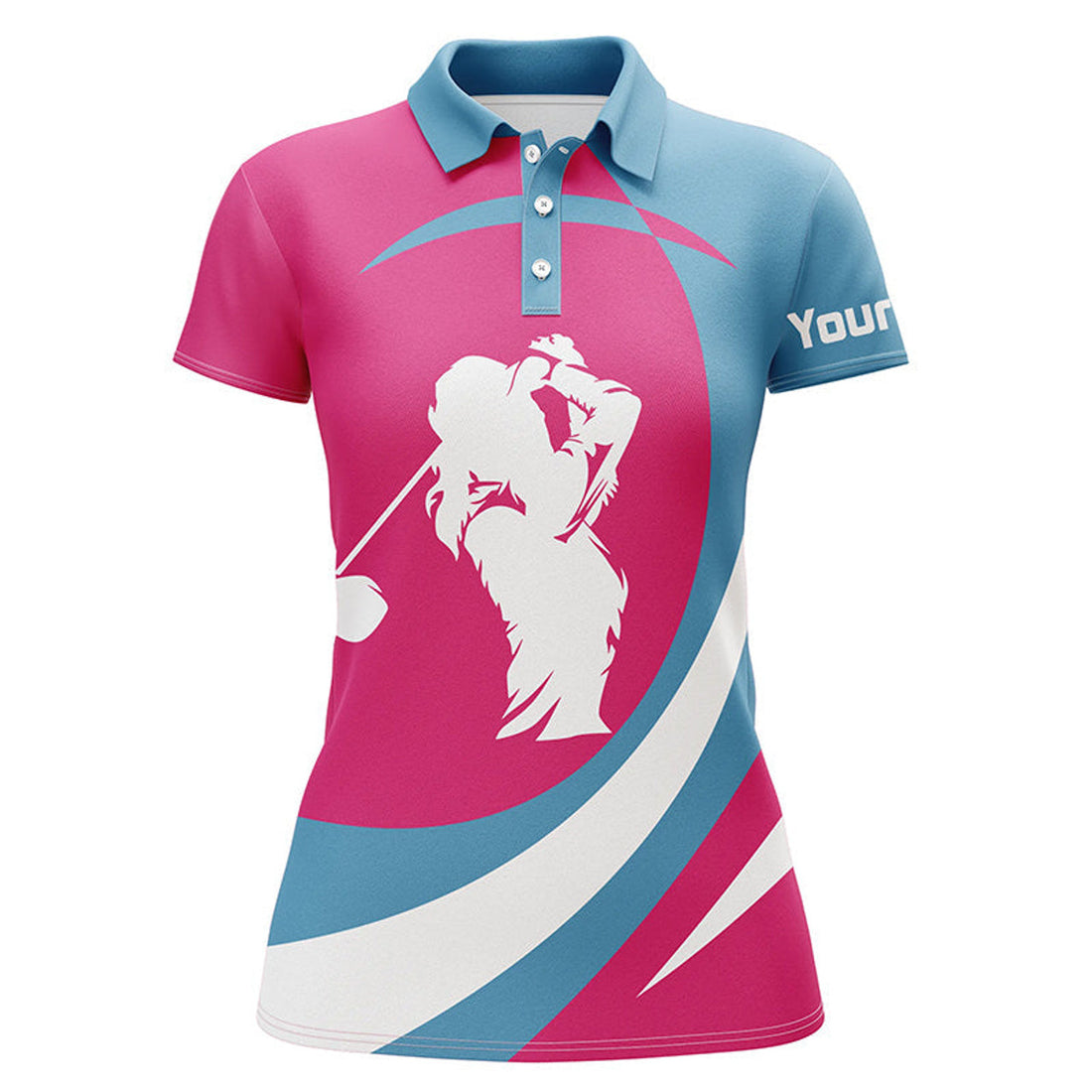 Custom Name Pink and Blue Golf Shirt Gifts Women's Polo Shirts S-5XL