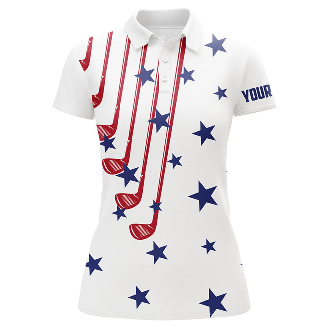 Custom White American Flag 4th July Patriotic Golf Shirt Women's Polo Shirts S-5XL