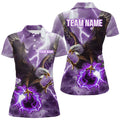 Purple Lightning Eagle Custom Bowling Women's Polo Shirts S-5XL