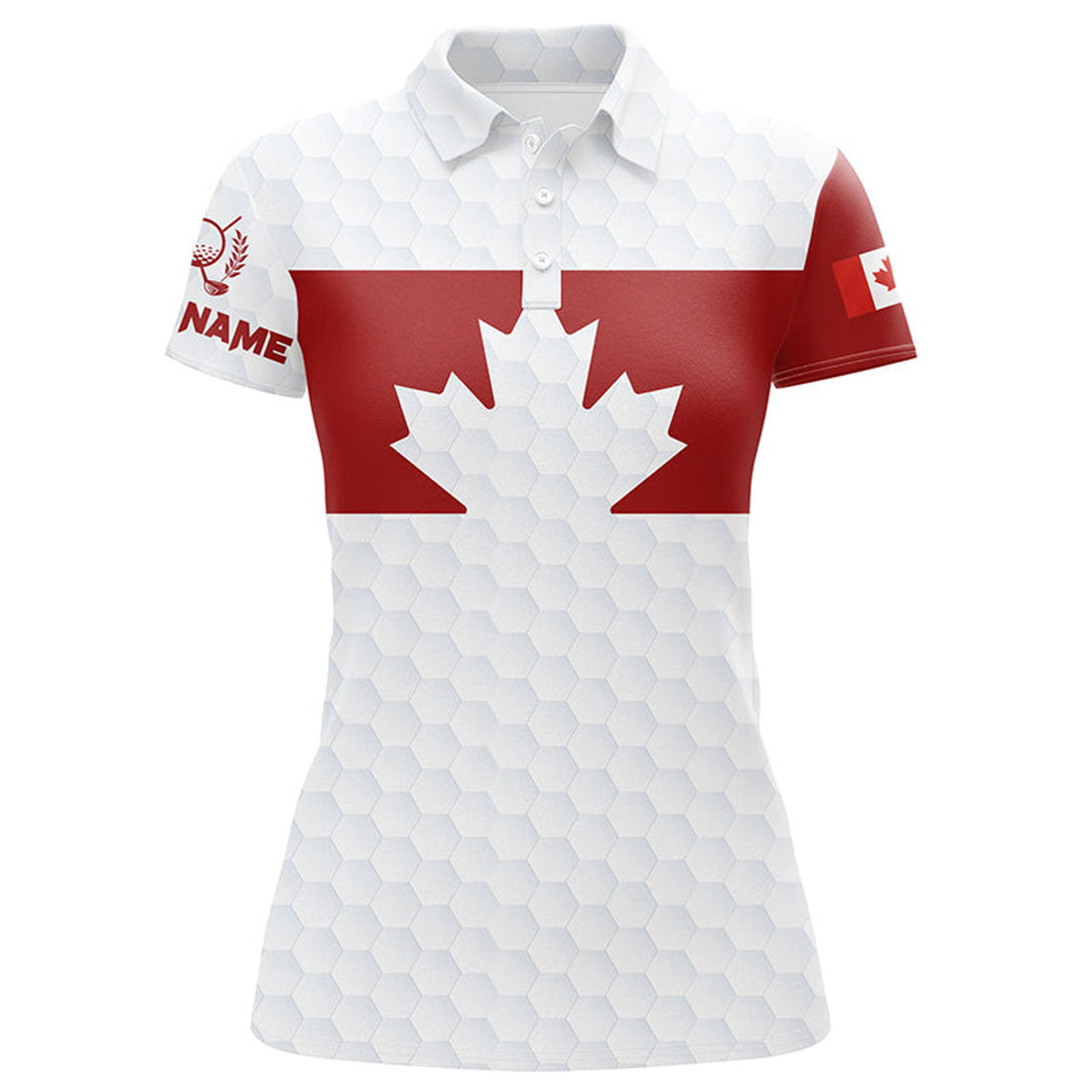 Custom Canada Flag Golf Polo with Pattern Patriotic Top Women's Polo Shirts S-5XL