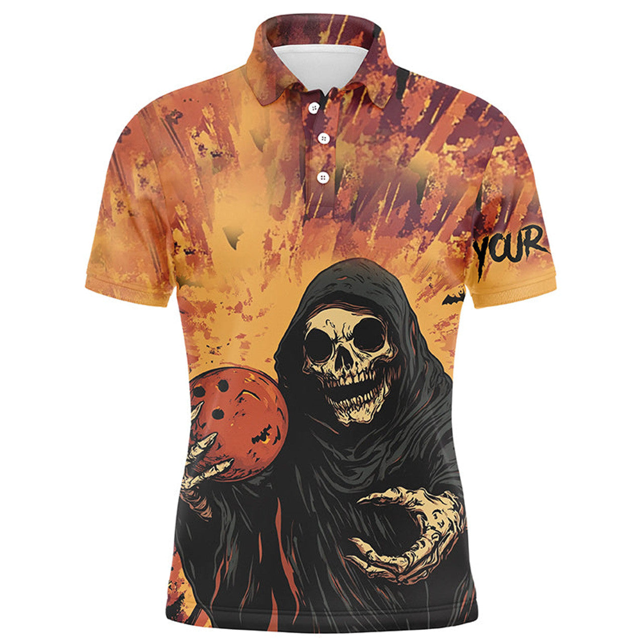 Halloween Skull Bowling Custom Men's Polo Shirt S-5XL