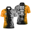 Custom Name and Number Disc Golf Basket Shirt Orange Men's Polo Shirt S-5XL
