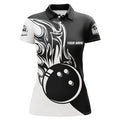 Custom Black White Fire Bowling Shirts Ladies Bowling Women's Polo Shirts S-5XL