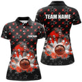 Custom Black Red Bowling Stars Team Shirt for Women Women's Polo Shirts S-5XL