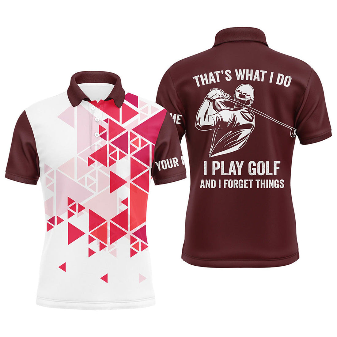 Custom Men's Golf Polo Shirt Red Triangle Play Golf Men's Polo Shirt S-5XL