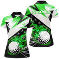 Custom Green Black White Flame Golf Shirt Gift For Ladies Women's Polo Shirts S-5XL