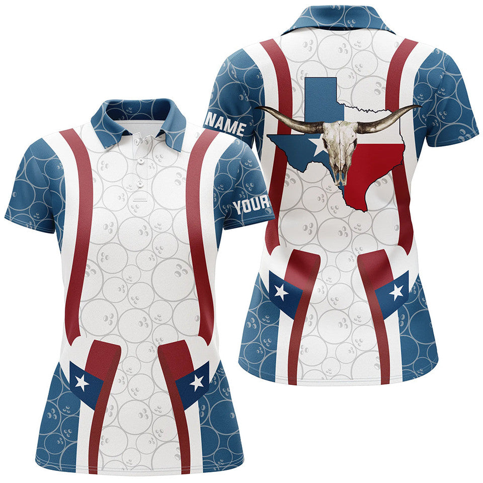 Custom Texas Flag Longhorn Bowling Shirts For Women Women's Polo Shirts S-5XL