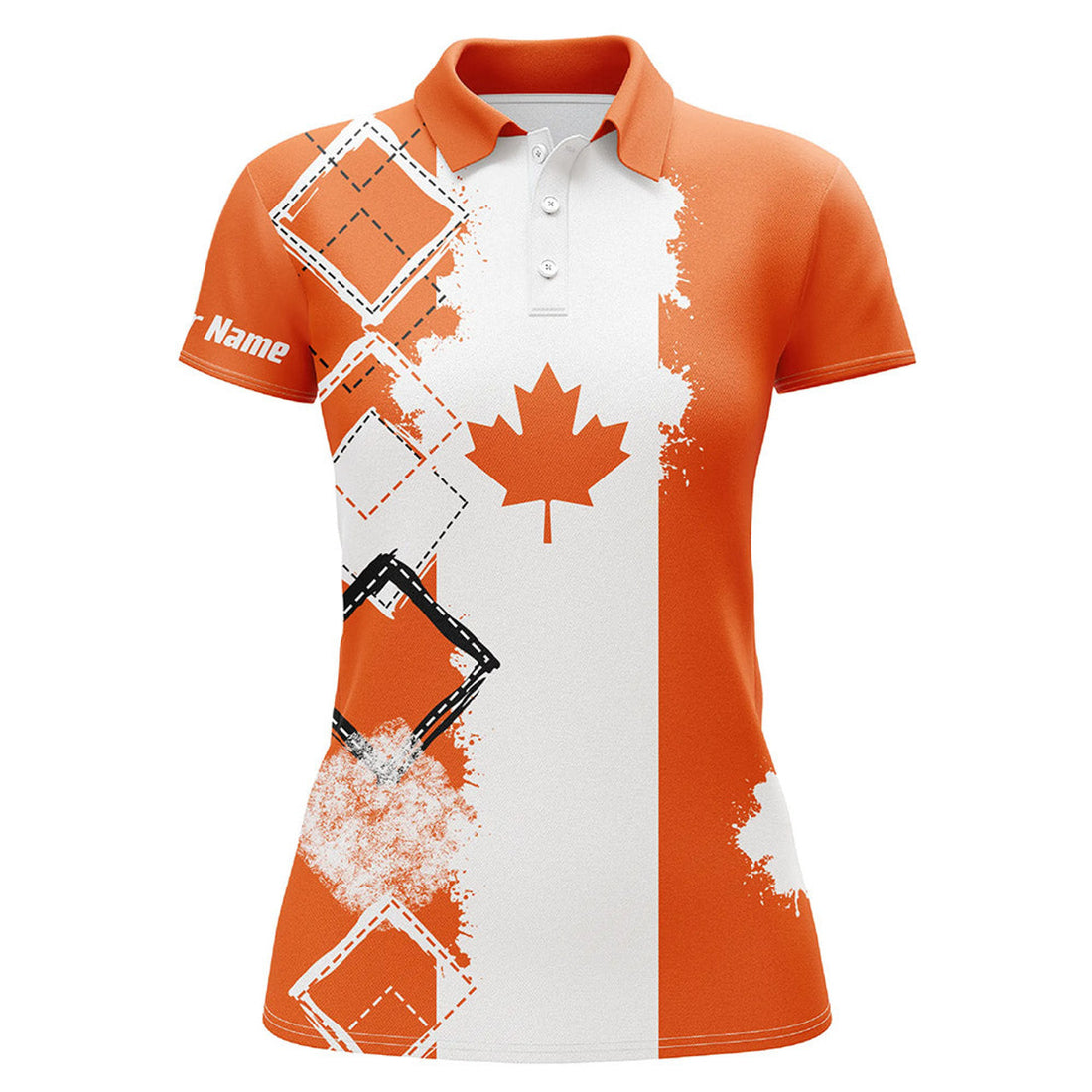 Custom Canada Flag Orange Golf Shirt Gift For Golfers Women's Polo Shirts S-5XL