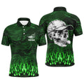 Custom Green Camo Golf Skull Team Attire Men's Polo Shirt S-5XL