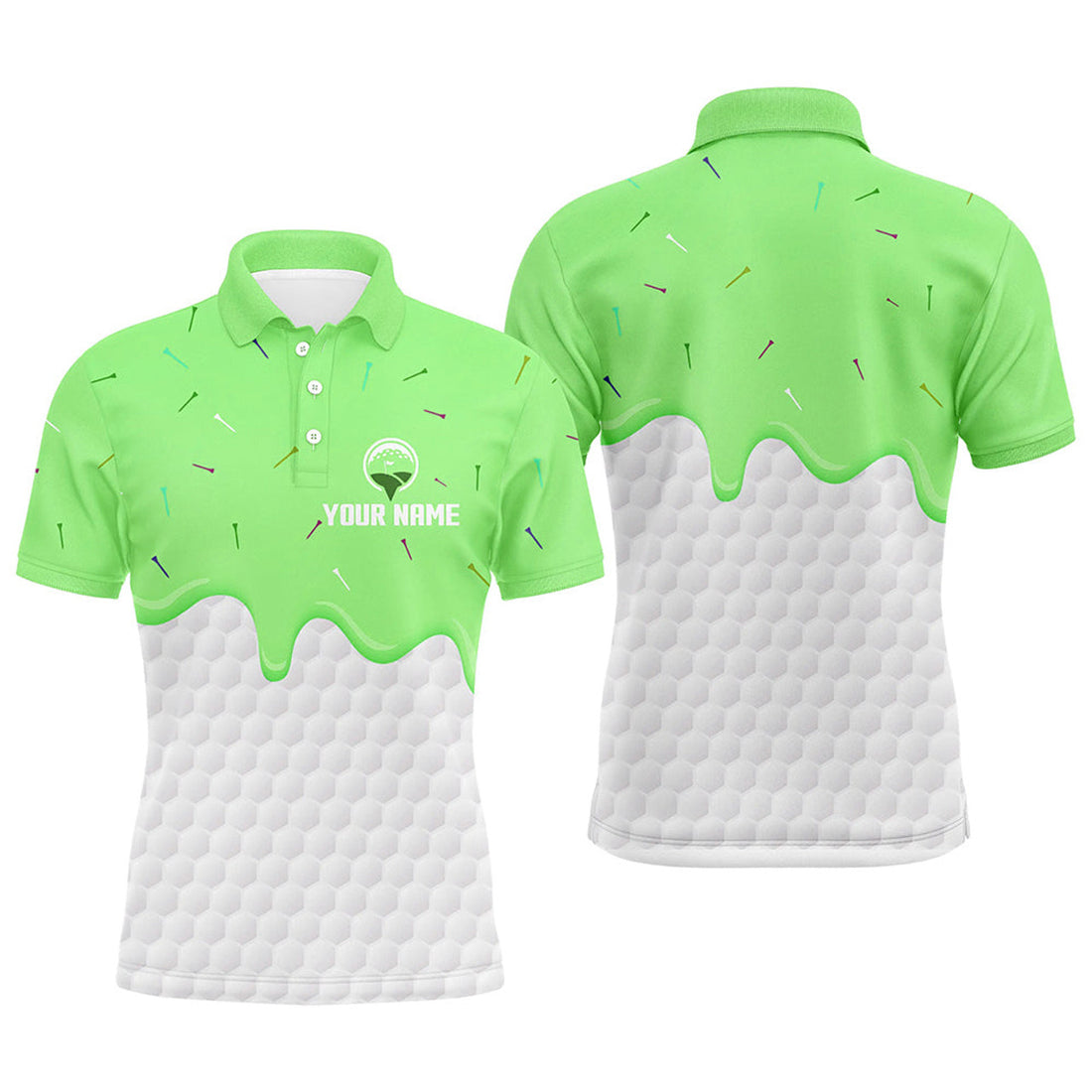Custom Green Ice Cream Golf Polo Shirt Golf Gift Men's Polo Shirt S-5XL