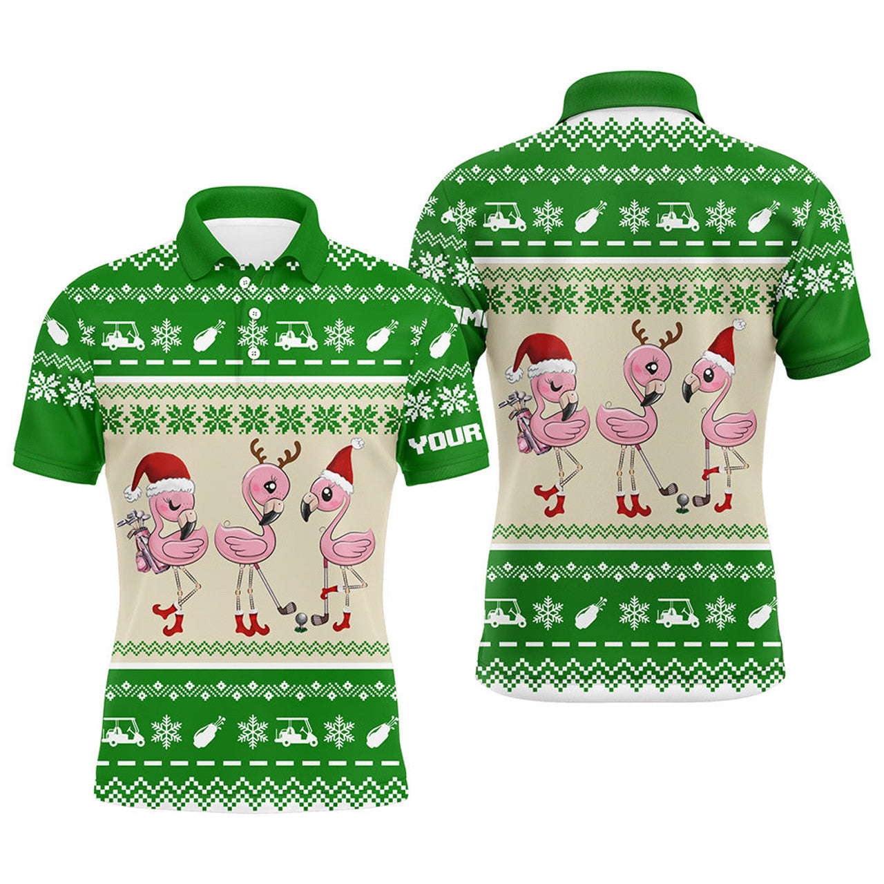 Funny Ugly Christmas Golf Shirt Flamingo Men's Polo Shirt S-5XL