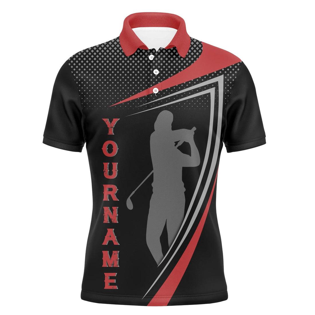 Custom Golf Polo Golfer Silhouette Personalized Gift Men's Polo Shirt S-5XL