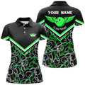 Custom Name Bowling Shirt Black Green For Women Women's Polo Shirts S-5XL