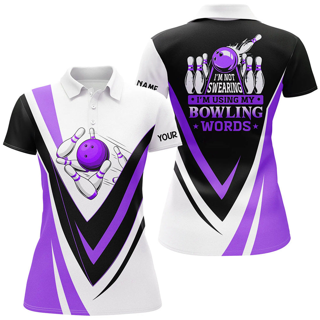 Custom Bowling Shirt I'm Not Swearing Using Bowling Words Women's Polo Shirts S-5XL