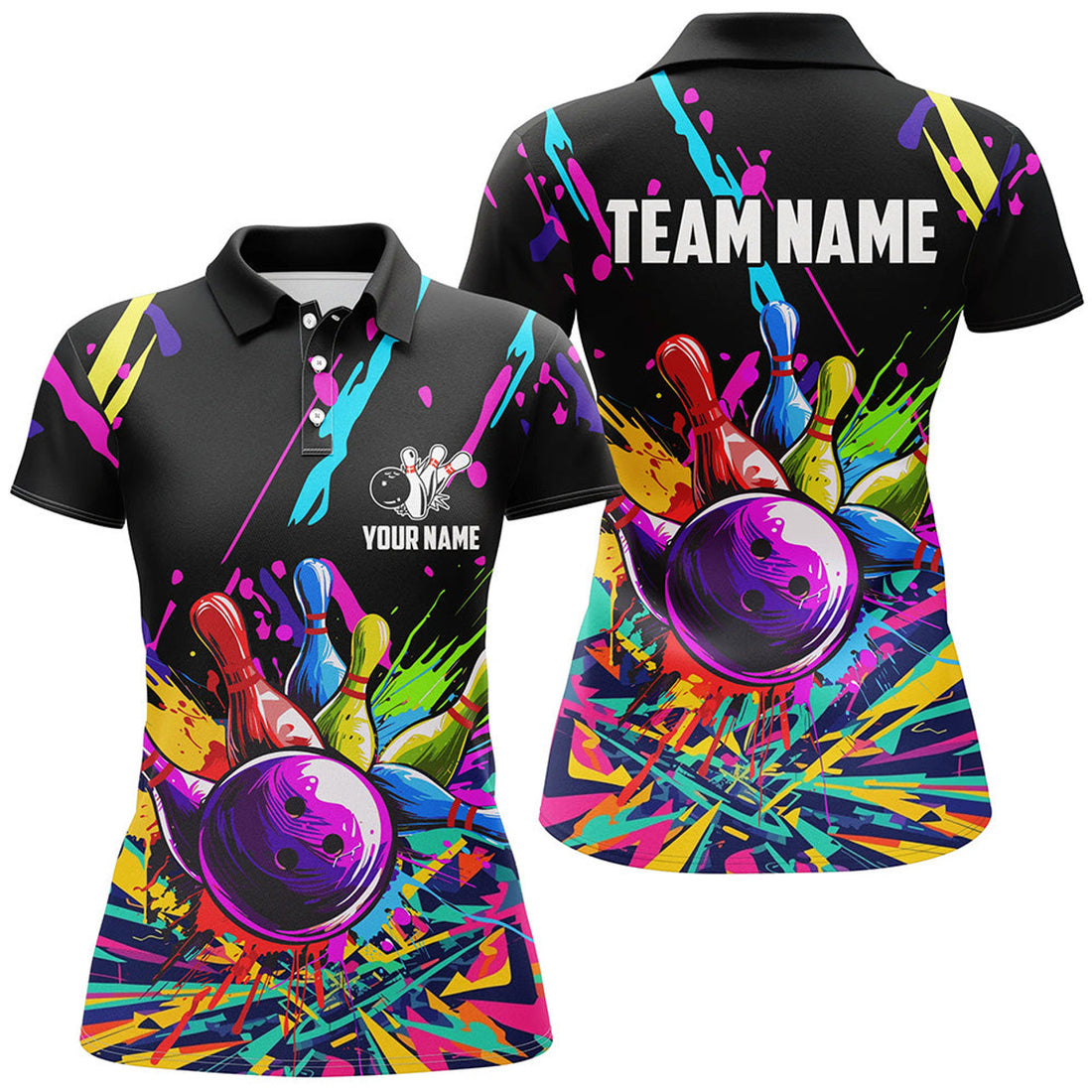 Custom Colorful Bowling Polo Shirt for Team Bowling Shirts Women's Polo Shirts S-5XL