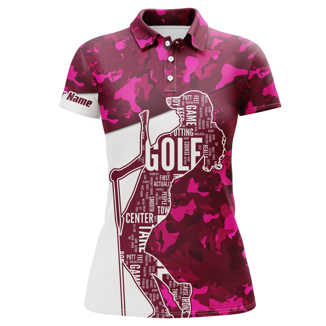 Custom Pink Camo Golf Shirt Personalized Gift for Women's Polo Shirts S-5XL
