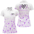 Custom Purple Heart Peace Love Cure Golf Shirts for Women's Polo Shirts S-5XL