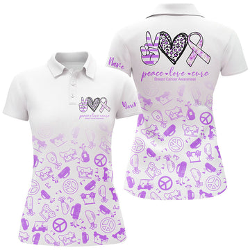 Custom Purple Heart Peace Love Cure Golf Shirts for Women's Polo Shirts S-5XL