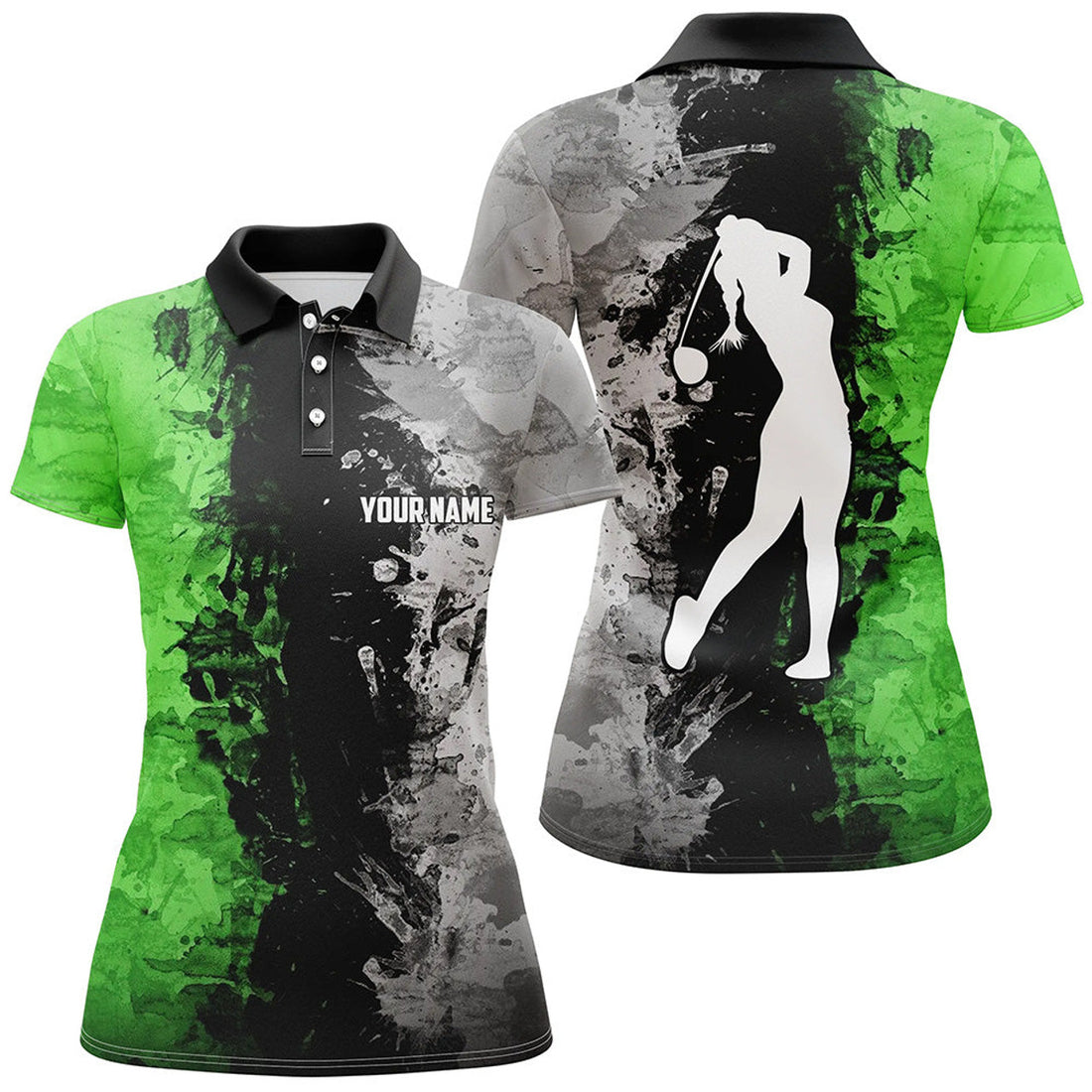Custom Green Camo Golf Tops for Ladies Lady Clothes Women's Polo Shirts S-5XL