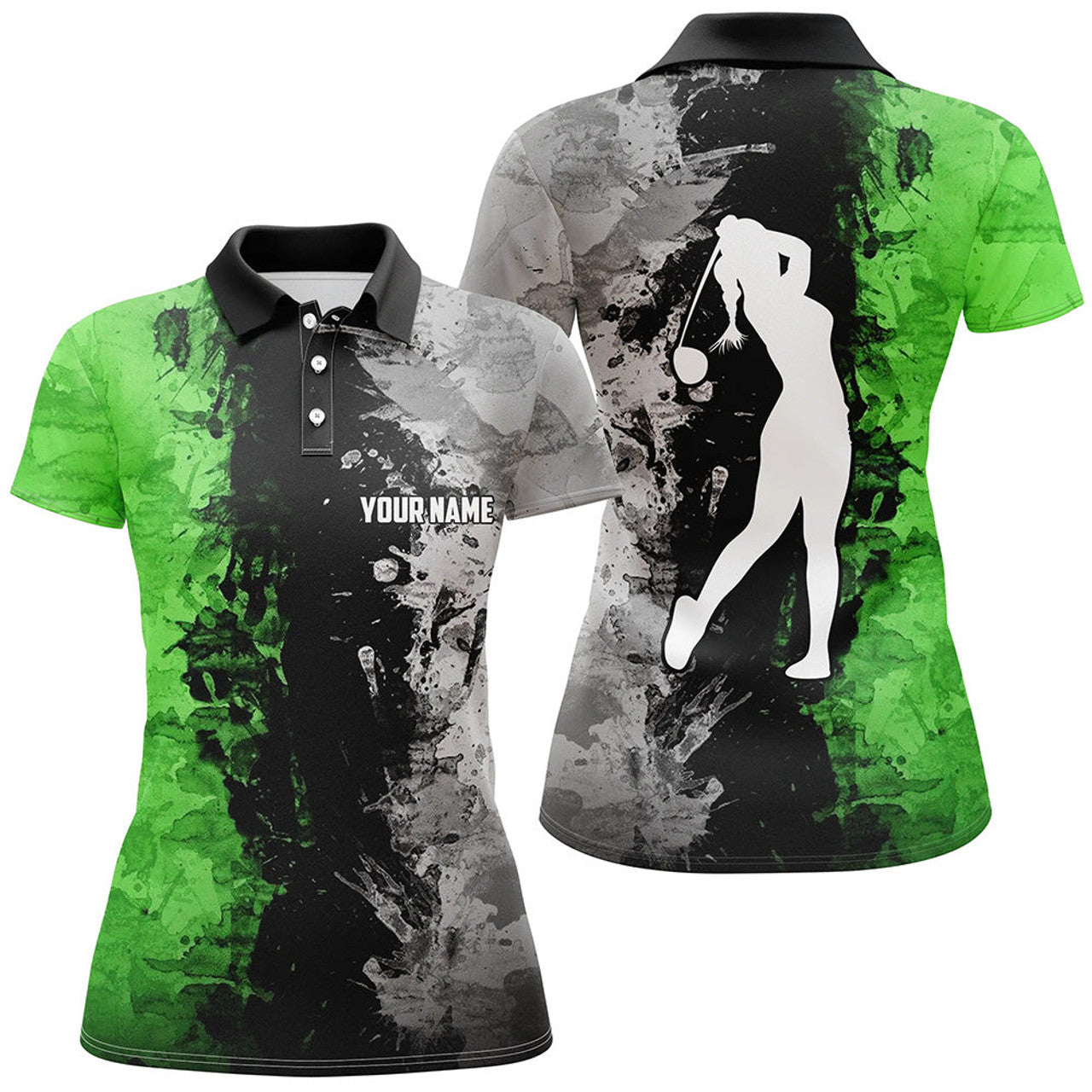 Custom Green Camo Golf Tops for Ladies Lady Clothes Women's Polo Shirts S-5XL