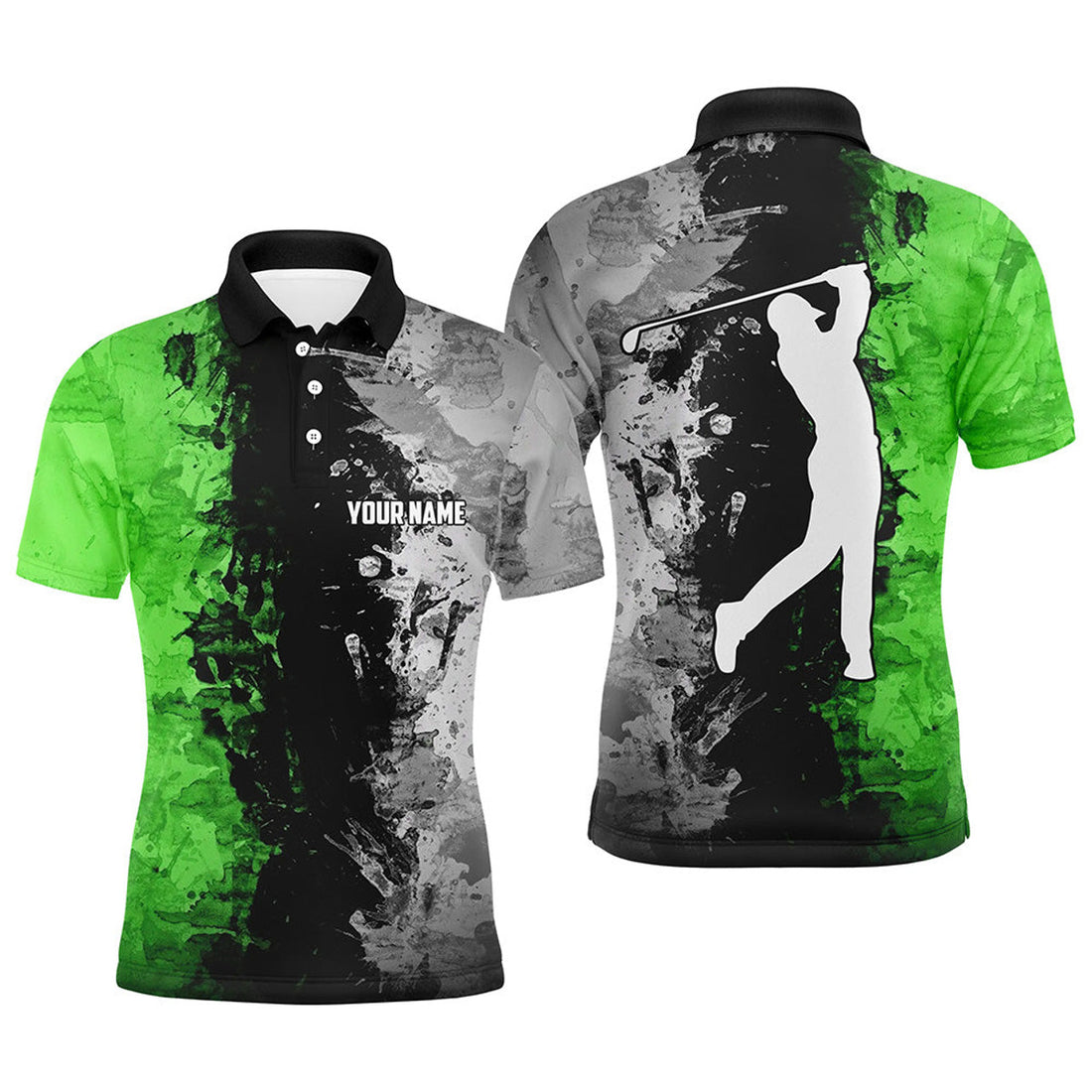 Custom Green Camo Golf Clothes for Men Men's Polo Shirt S-5XL