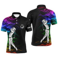 Custom Colorful Rainbow Smoke Pattern Black Golf Men's Polo Shirt S-5XL