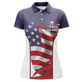 Custom Name American Flag Golf Shirt Red White Blue Women's Polo Shirts S-5XL