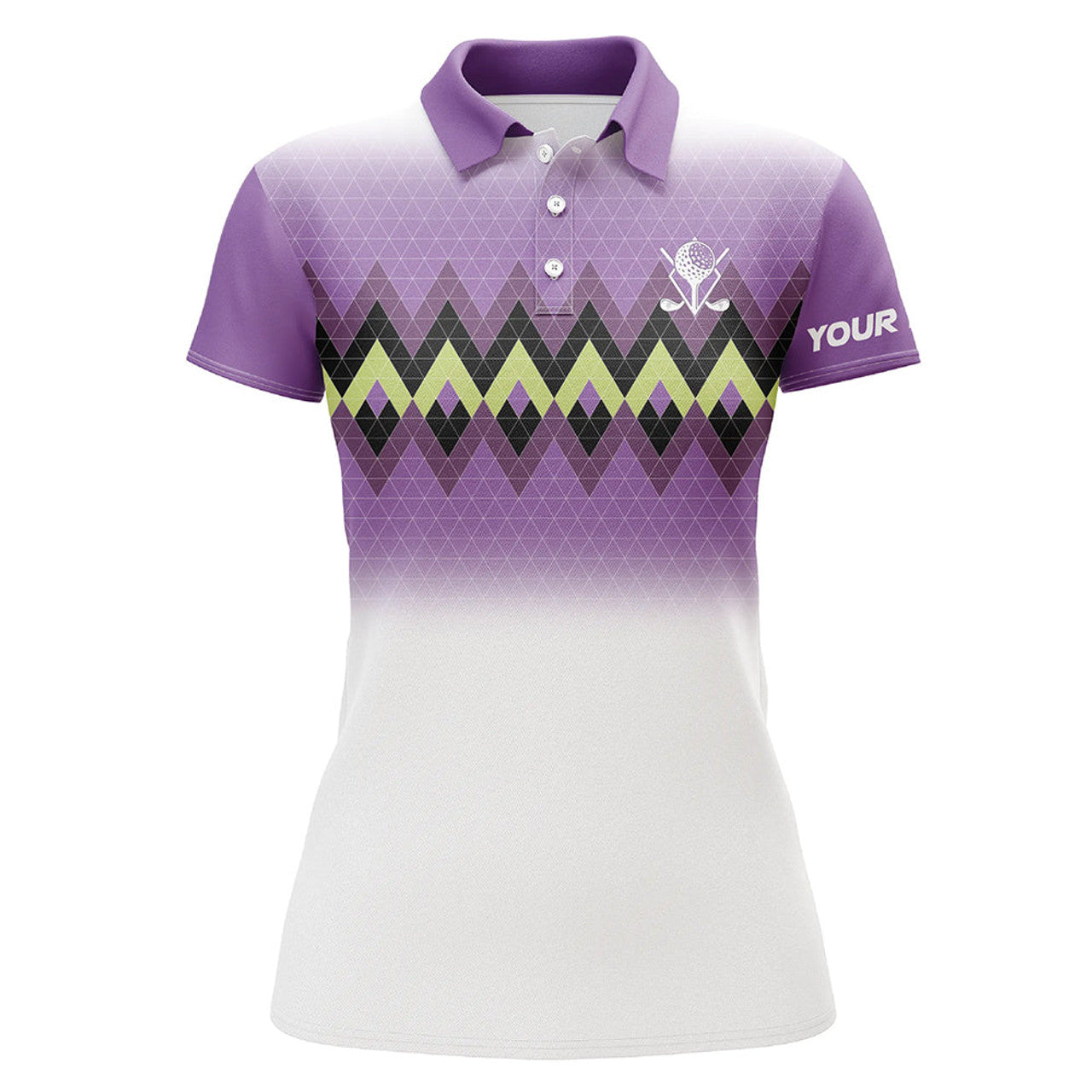 Custom Name Purple Argyle Stripe Golf Shirt Ladies Top Women's Polo Shirts S-5XL