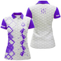 Custom Name Purple White Golf Shirt Gift for Her Women's Polo Shirts S-5XL