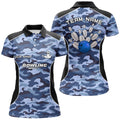 Custom Bowling Ball and Pins Blue Camo Team Shirt for Women's Polo Shirts S-5XL