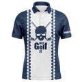 Custom Golf Blue White Skull Shirt Gift For Golf Lover Men's Polo Shirt S-5XL