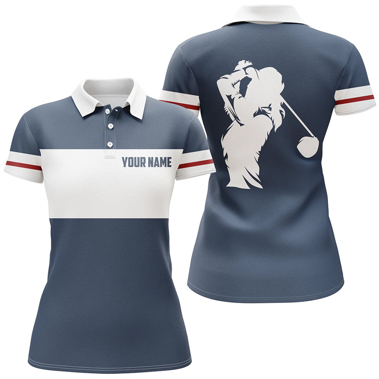 Custom Blue and White Golf Cool Golf Gifts for Women's Polo Shirts S-5XL