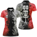 Custom Name Red Disc Golf Shirt with Number Basket Design Women's Polo Shirts S-5XL