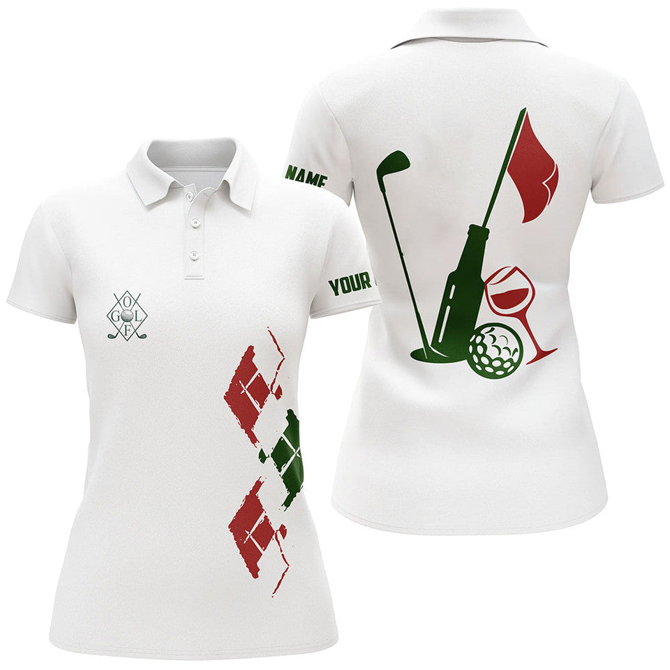 Custom Golf Polo Shirt Vintage Wine Golf Clubs Christmas Women's Polo Shirts S-5XL