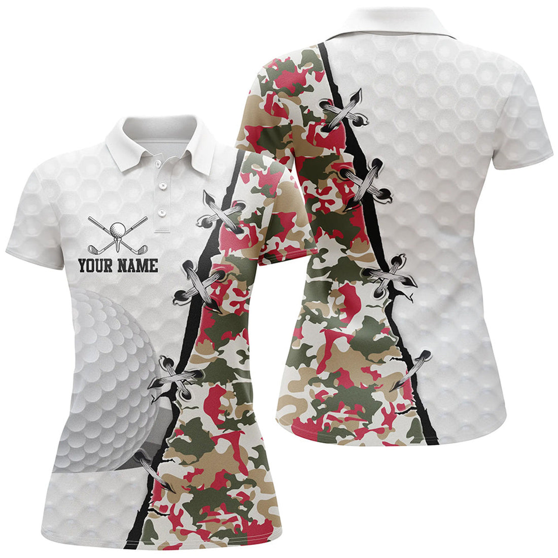 Custom Camouflage Christmas Golf Shirt Team Tops for Women's Polo Shirts S-5XL